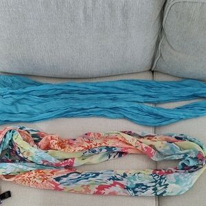 Blue and Multicolor Floral Lightweight Women's Scarves - Stylish Wrap Set